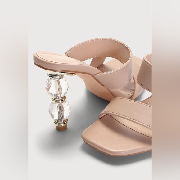 Lulus Nara Light Nude Sculpted High Heel Sandals NWOT - Picture 6 of 7